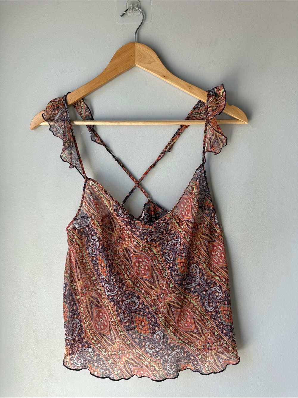 NWOT Victoria's Secret mPaisley Chiffon Ruffle Strap Cami